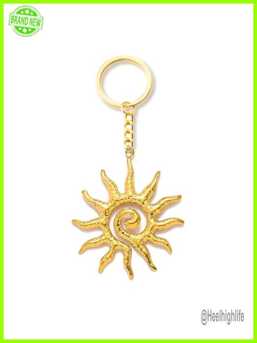 Boho Sun Keychain, Vintage Stainless Steel Key Ring Bag Charm